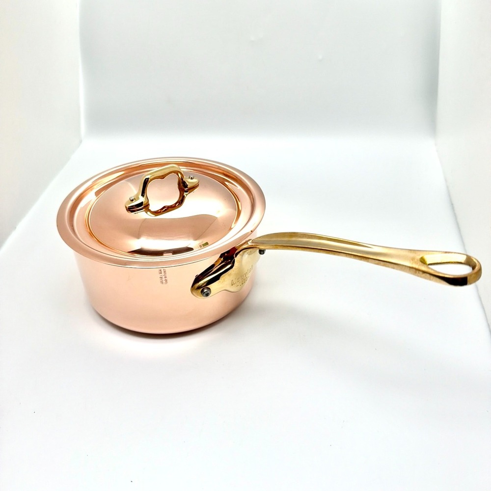 Mauviel 1830 M'Heritage M'150 B Copper 1.9qt Sauce Pan w/ Lid Brass Handle